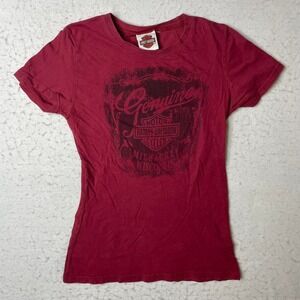 Harley Davidson Motorcycles Milwaukee Wisconsin Graphic T Shirt Red Womens SM